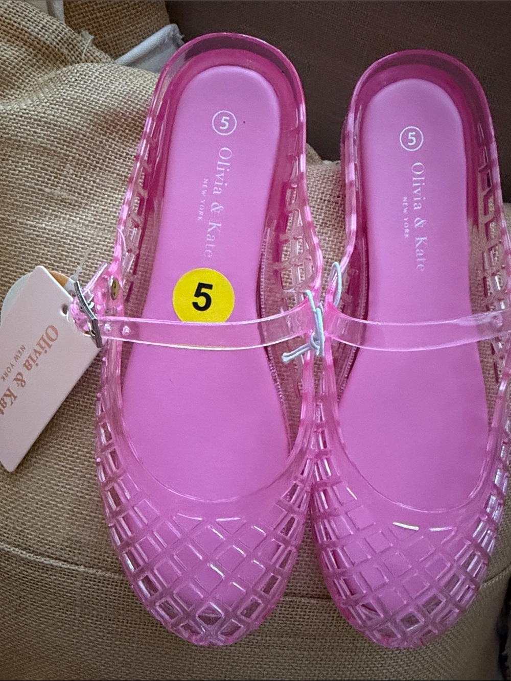 Olivia & Kate Pink Jelly Flats - Women's Size 5 Fabulous NWT